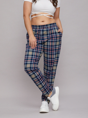 Брюки Б-18/клетка-синебежрозовая