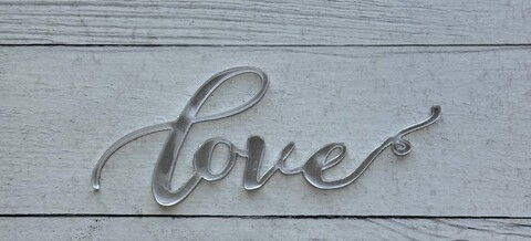 Бенто-топпер / Love В2 / акрил  зеркальный серебро