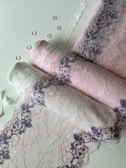 Рибана ажурная ромбы, розовая