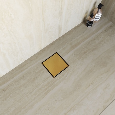 RGW 79211000-06 Душевой трап RGW SDR-10Gb-10 квадрат 100*100 Золото браш ? 50 мм без ножек, сифон, переходник 40/50