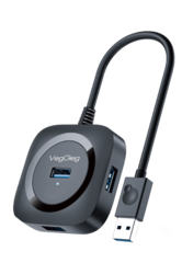 TypeC хаб VegGieg на 4 порта | Скорость до 350 МБ/с | Поддержка HDD 5 ТБ | Питание Micro USB | Без драйверов 0,2 м