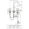 Axor One 48070140 Смеситель для раковины Sel 170, на 3 отв., круглая ручка, с донным клапаном Push-Open, цвет: шлифованная бронза