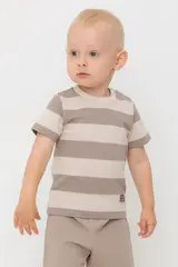 фуфайка  для мальчика  КР 302374/бежевый,коричневый,полоска к552