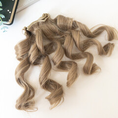 Волосы для кукол, трессы кудри-локоны, пепельный беж, 15 см*1 метр, набор 2 шт.