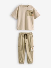 Футбока и джоггеры в комплекте для мальчика Next B97-512, Бежевый