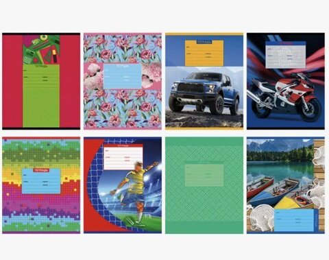 Тетрадь 24 л, клетка. Принт Микс