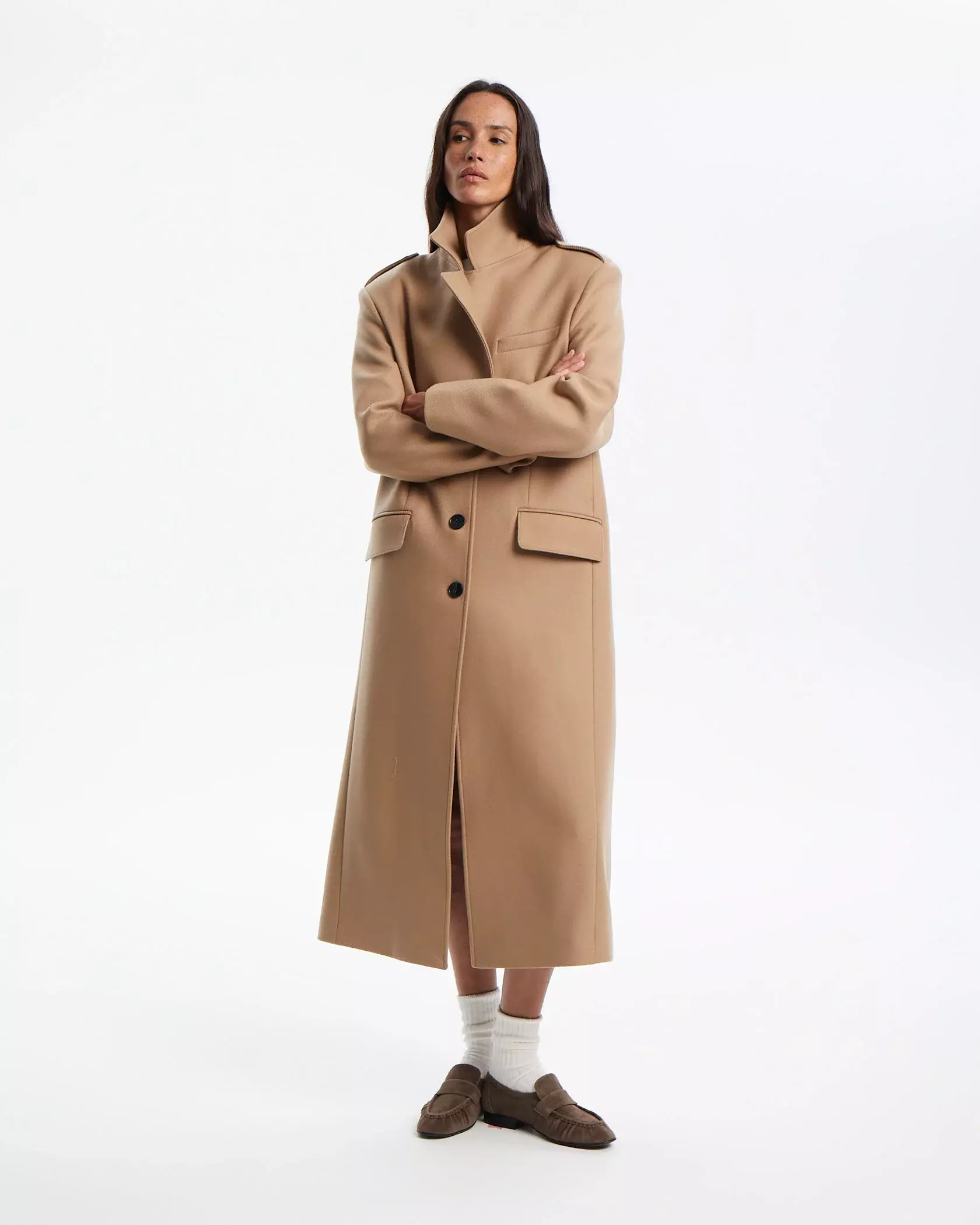 Пальто прямое, Бежевый