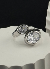 84542 - Кольцо разъемное ДВА КАМНЯ  в стилистике POISON DROP лимонная позолота/серебро