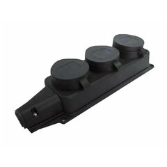 Розетка 3-местная каучуковая с крышками 