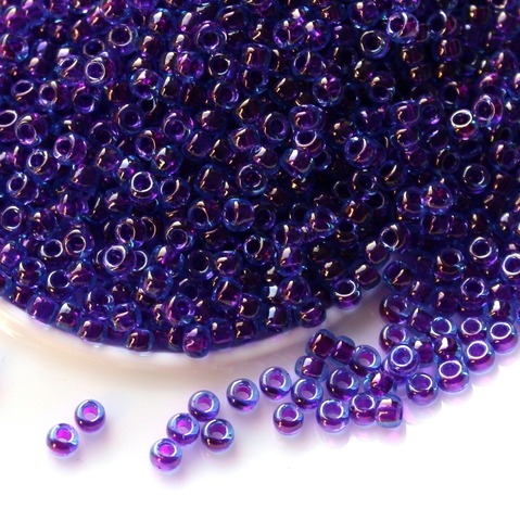 8/0 RR-0352 Бисер круглый Миюки Фуксия прозрачный окрашеный внутри /Miyuki round 8/0 Fuchsia Lined Aqua Luster