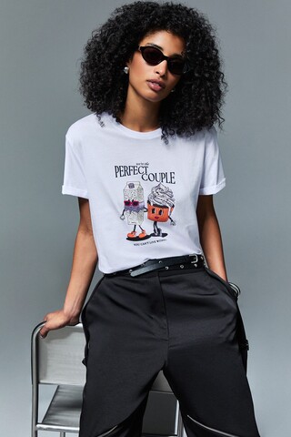 Liu Jo Футболка хлопковая с пирожным и молоком со стразами