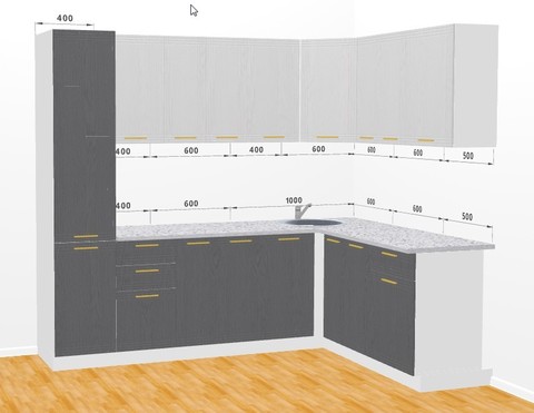 угловой кухонный гарнитур АЛИНА 2,4*1,7 м