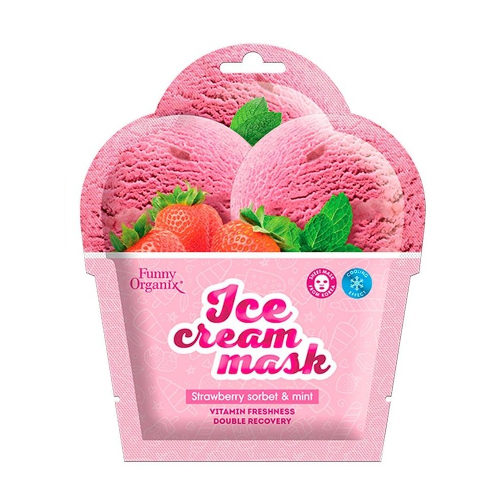 Маска-Мороженое охлаждающая для лица Strawberry Sorbet&Mint "Морозная свежесть"