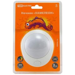 Фонарь ночник TDM, Хамелеон, в розетку, пластик, 0.5 Вт, 220 В, с выкл, D 75, SQ0357-0007