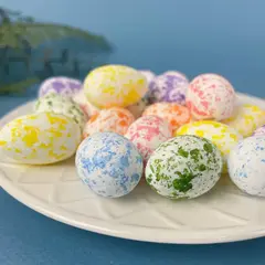 №2 Яйца пасхальные, Пасхальный декор, мраморный окрас, разноцветные из пенопласта, 2*3 см, 22-24 шт.