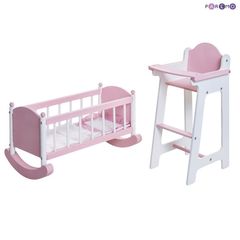 Набор кукольной мебели (стул+люлька), цвет Розовый