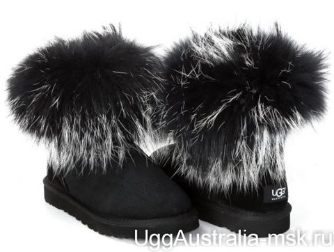 Ugg Fox Fur Mini Black & White