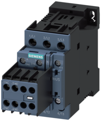 Siemens Контактор, 3 ПОЛ  AC-3, 11КВТ/400В, Блок-Контакты 2НО+2НЗ 3RT20261BB44