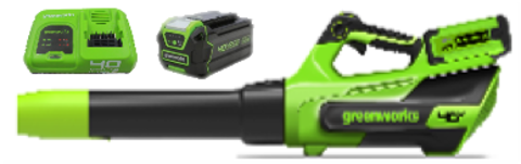 Воздуходувка аккумуляторная Greenworks Арт. 2408207UGB, 40V, АКБ 5Ач и быстрое ЗУ