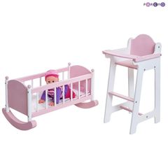 Набор кукольной мебели (стул+люлька), цвет Розовый