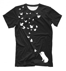 Футболка "Английский бульдог и бабочки"