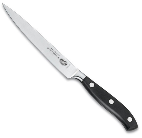 Нож кухонный кованый Victorinox универсальный, лезвие 15 см, черный (7.7203.15G)