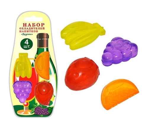 Набор охладителей для напитков Фрукты, 4 шт.