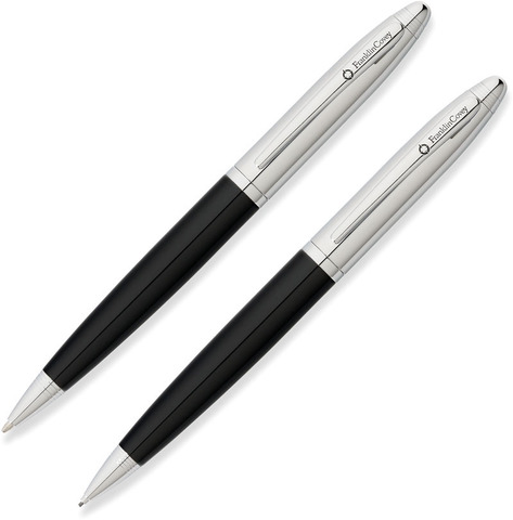 Набор подарочный FranklinCovey Lexington - Black Chrome, шариковая ручка + карандаш, M