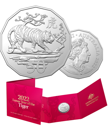 50 центов  Год тигра Лунный календарь в буклете Австралия. 2022 год