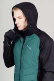 Премиальный костюм для лыж и зимнего бега Nordski Hybrid Hood Black-Alpine Green