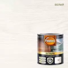 Пропитка декоративная для защиты древесины Pinotex Extreme белая полуматовая 2,5 л