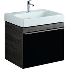 Шкафчик для раковины Geberit Citterio, с одним выдвижным ящиком: B=58.4см, H=55.4см, T=50.4см, черный / глянцевое стекло, темный дуб / меламин, структура дерева фото