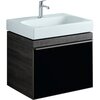 Шкафчик для раковины Geberit Citterio, с одним выдвижным ящиком: B=58.4см, H=55.4см, T=50.4см, черный / глянцевое стекло, темный дуб / меламин, структура дерева