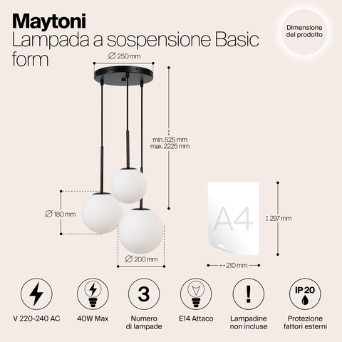 Подвесной светильник Maytoni Basic form MOD321PL-03B