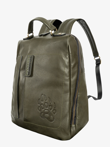 Кожаный рюкзак цвета зелёного хаки