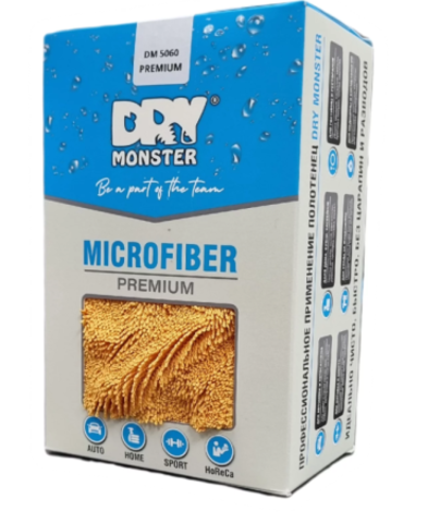 Dry Monster PREMIUM (Orange) Микрофибра для сушки, двойная крученая петля, оранжевая, 50х60см 700GSM