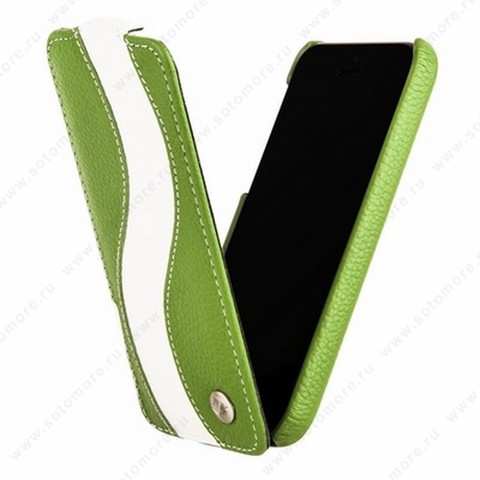 Чехол-флип Melkco для iPhone SE/ 5s/ 5C/ 5 Leather Case Special Edition Jacka Type (Green/ White LC)
