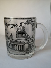 Кружка 300 мл стекло с видами Петербурга.