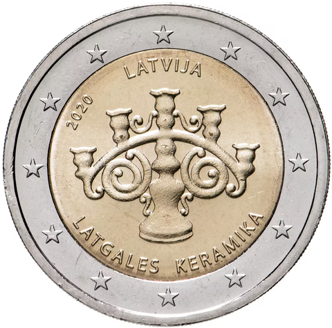 2 евро Латвия  Латгальская керамика 2020 год