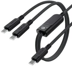 Кабель ACEFAST C5-11 USB-C 2-in-1 100W USB-C to 2xUSB-C 100W Charging Data Cable. Длина: 0.8м/0,4м, черный