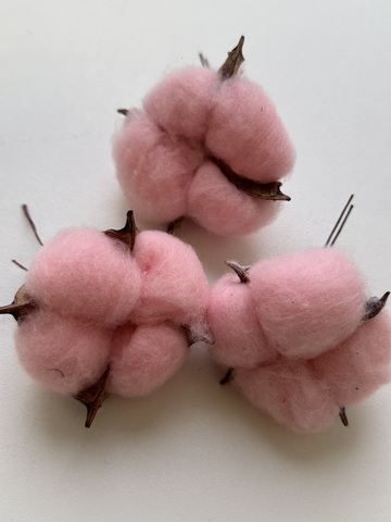 Хлопок Нежно-розовый с натуральными волокнами на проволке (цена за 1 шт)