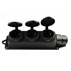 Розетка 3-местная каучуковая с крышками 