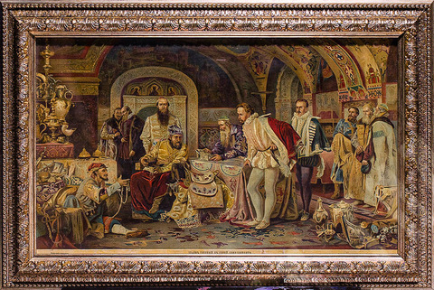 Хромолитография «Иоанн Грозный в своей сокровищнице» по оригиналу А. Д Литовченко. 1901 г.