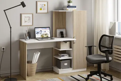 Компьютерный стол Бейсик дуб сонома / белый