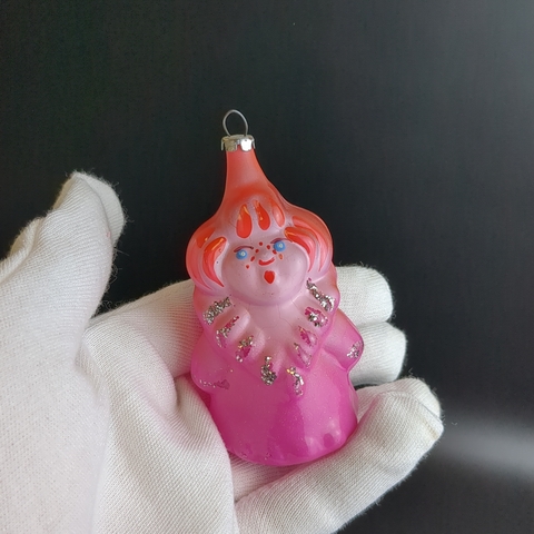 Ёлочная игрушка "Мачеха" из набора "Хрустальный башмачок", стекло, подвесная, ручная роспись, винтаж 1970-1980 гг