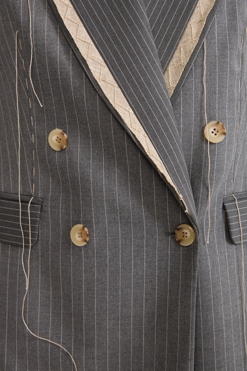 Жакет в комбинированную полоску, серый