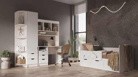 Детская Юниор-4 №2 Шарли Белый/Дуб Крафт Белый