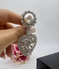 21345- Серьги клипсы с кристаллами и жемчугом ALEXANDRA RICH