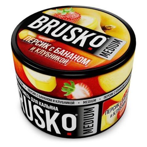 Кальянная смесь Brusko Medium - Персик с Бананом и Клубникой