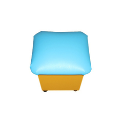 Пуфик без аппликации голубо-желтый